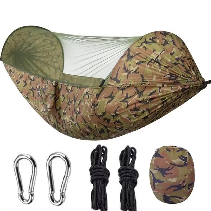 Hamac de camping 2-en-1 avec moustiquaire, réversible, léger et portable, avec pare-soleil pour la r