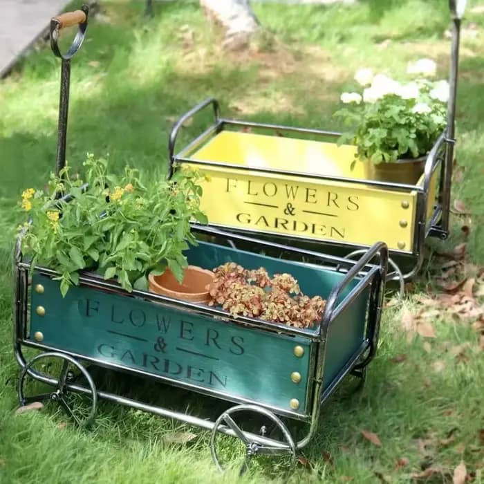 Chariot de jardin en fer forgé pour plantes d'extérieur, support décoratif pour balcon, chariot créa