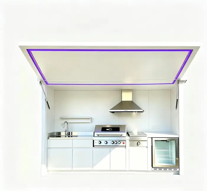 Cuisine extérieure modulaire pré-assemblée, station de cuisson BBQ entièrement équipée pour les barb