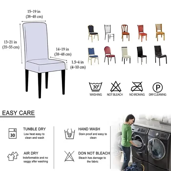 Housse de chaise élastique et imperméable, en Spandex uni, pour salle à manger, protection de chaise