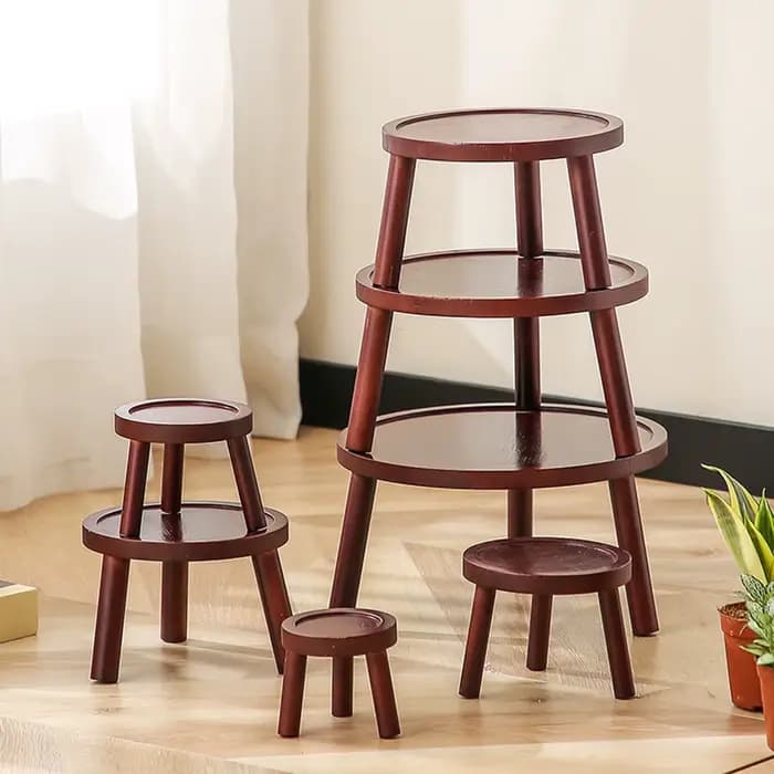 1Pc Mini tabouret en bois plante support plante tabouret bonsaï support plante Pot Riser support Pot