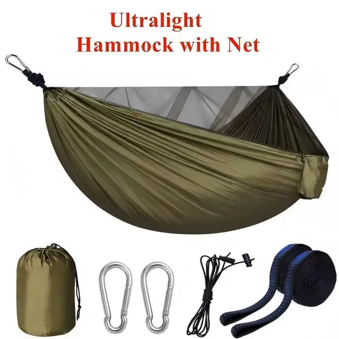 Hamac moustiquaire d'extérieur, en nylon 210T avec sangles, crochets et sac, chaise hamac d'extérieu