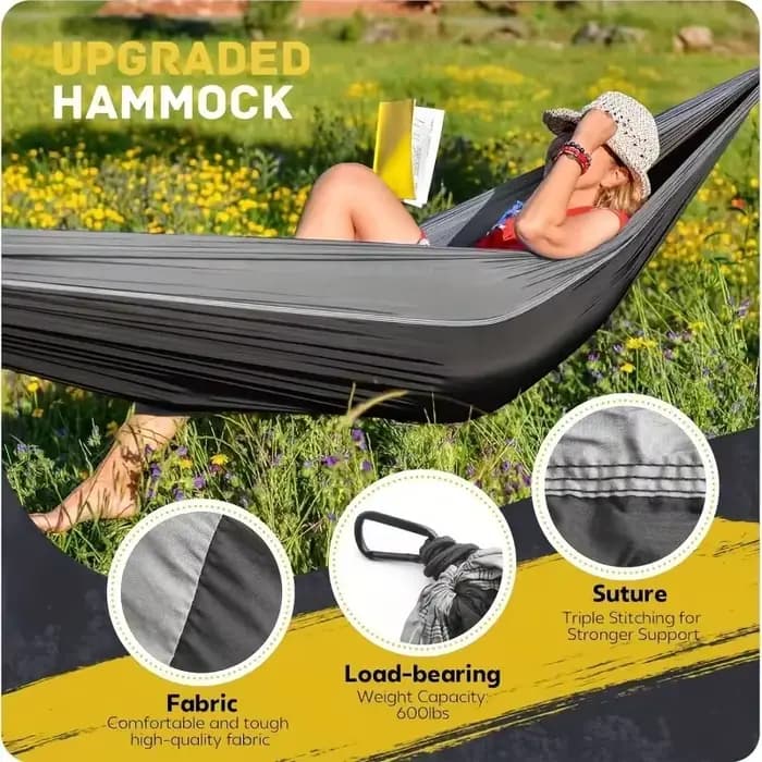 Hamac de Camping en plein air hamac Portable avec sangles d'arbre hamac Parachute en Nylon léger pou