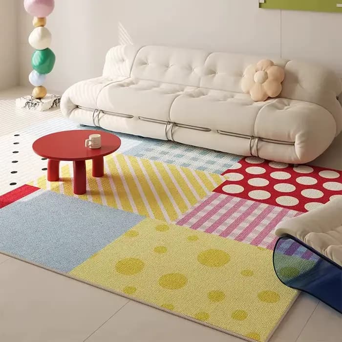 Tapis de sol coloré Dopamine pour salon, tapis de luxe grande taille pour chambre à coucher, tapis d