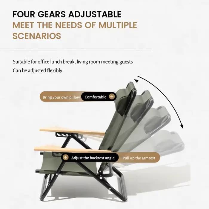 MOBI GARDEN Camping réglable bas inclinable Portable chaise de loisirs en plein air avec dossier en