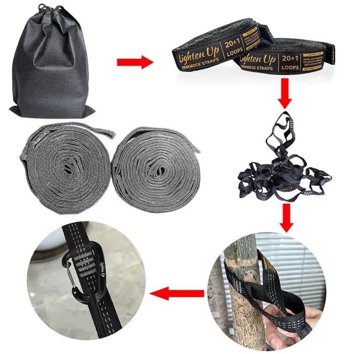 Sangles de hamac de 3.5M, 2 pièces, corde légère Extra solide et résistance à la rupture de 600lb, N