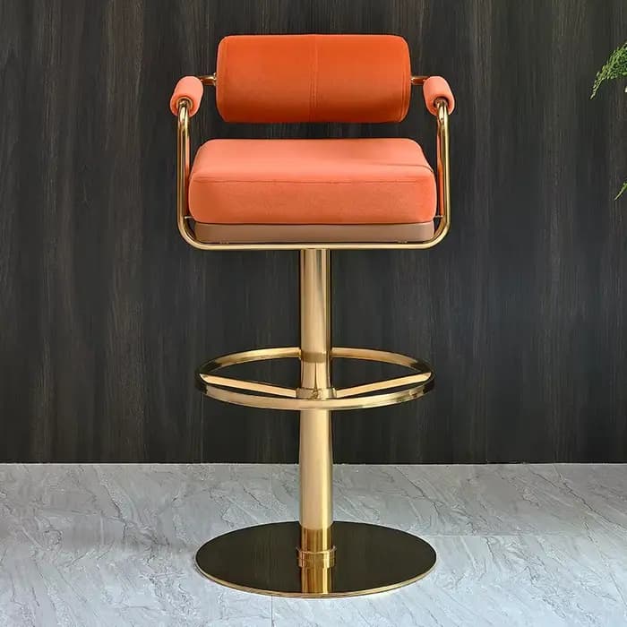 Tabourets de Bar de luxe modernes avec dossier et tabouret de Bar pivotant de comptoir de Base dorée