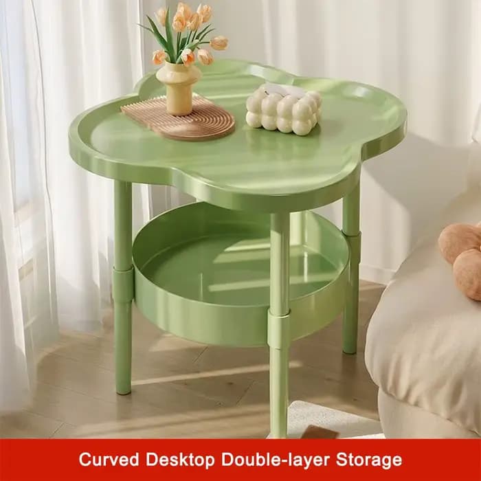 Table d'appoint moderne en plastique, 40x40CM, Double couche, petite Table de chevet facile à assemb