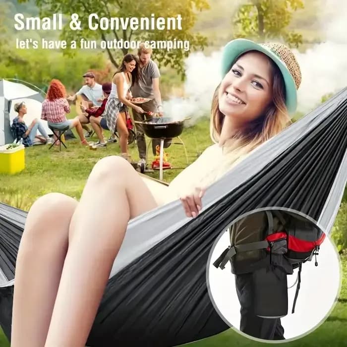 Hamac de Camping en plein air hamac Portable avec sangles d'arbre hamac Parachute en Nylon léger pou
