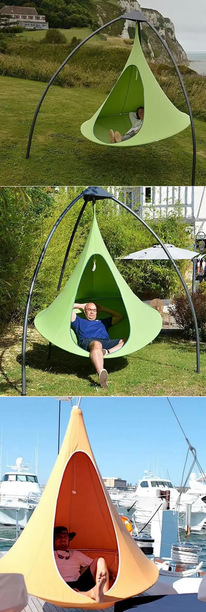 Chaise pivotante d'extérieur, tipi, soucoupe volante d'arbre, hamac léger et Portable en Nylon, sac