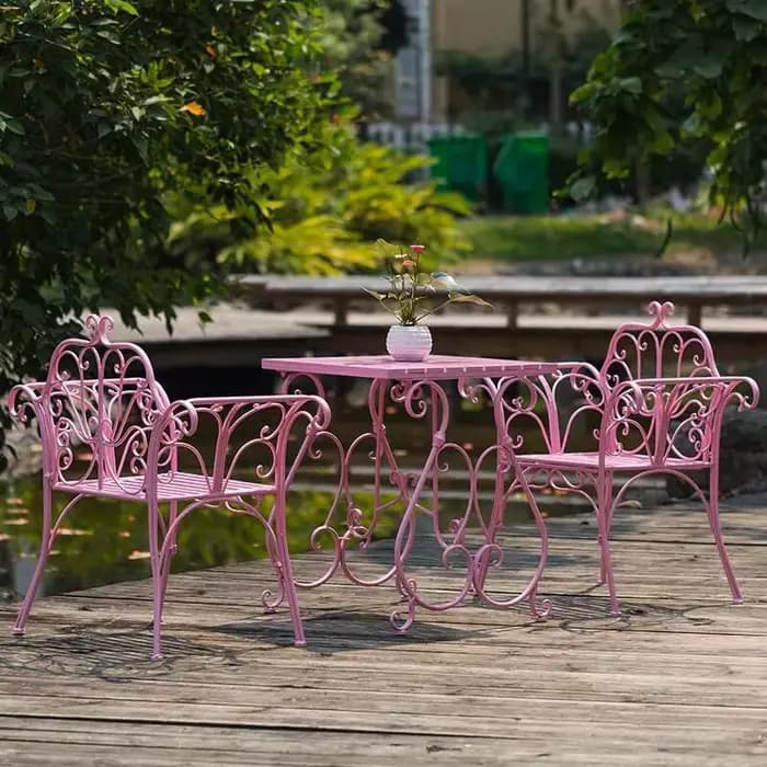 Combinaison de Table et chaise de cour européenne en fer forgé, Table basse et chaise de jardin exté