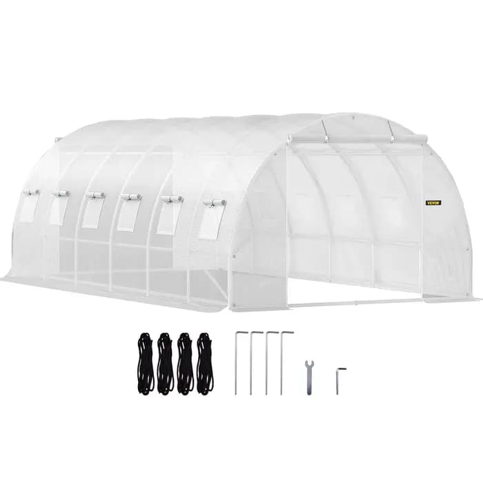 SucceBuy 20x10x7/15x7x7 pieds tunnel de marche serre plante maison chaude avec cerceaux en acier gal