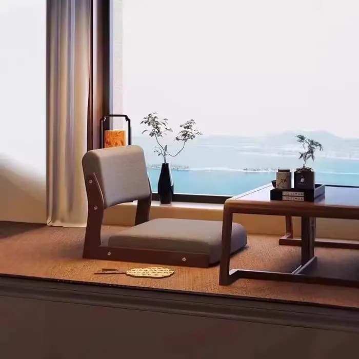 Damedai-Chaise hypothécaire ami en Bois Massif avec Dossier et Coussin de Siège, Siège au Sol, Sans