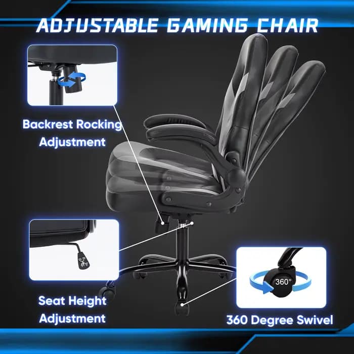 JHK ergonomique bureau ordinateur maison jeu chaise de bureau réglable en cuir PU chaise de course r