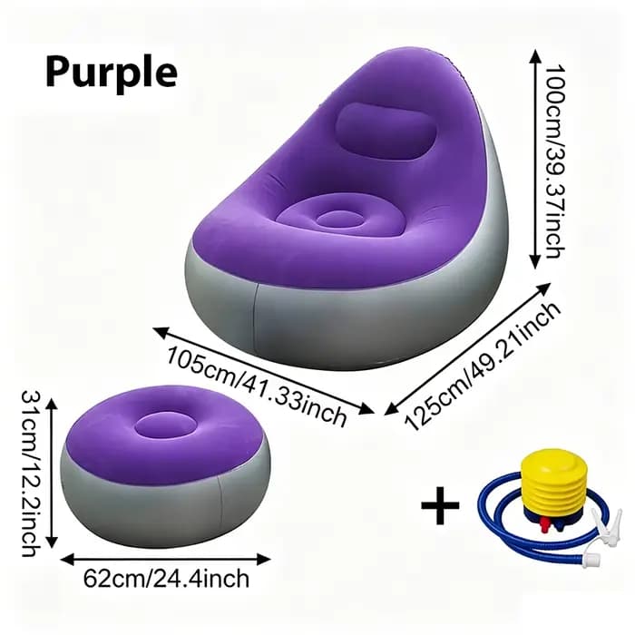 Fauteuil gonflable rapide et facile à gonfler avec repose-pieds, canapé gonflable floqué portable av