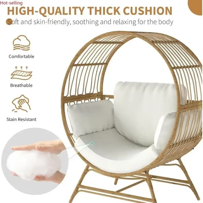 Fauteuil œuf d'extérieur et d'intérieur, best-seller, chaise en rotin surdimensionnée avec coussin é