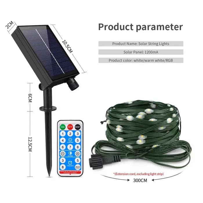 100M 50M guirlande solaire extérieure lumières en cuir LED chaîne fée lumière guirlande étanche haut