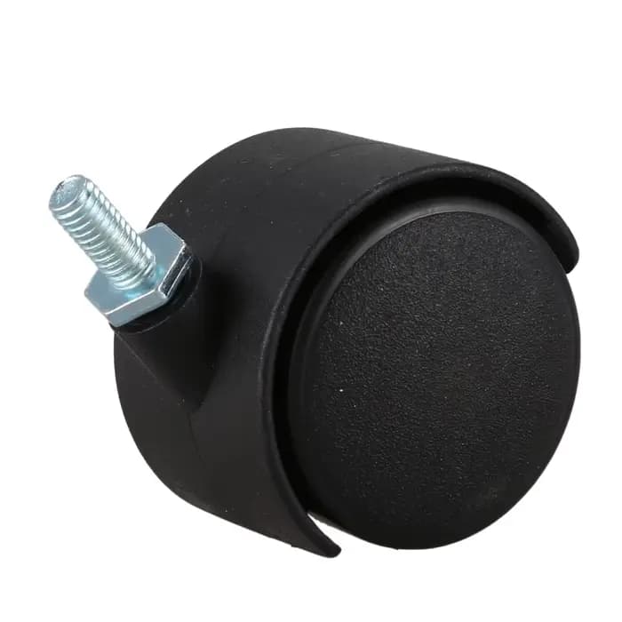 A04I 6mm tige filetée 40mm double roue roulette rotative noir