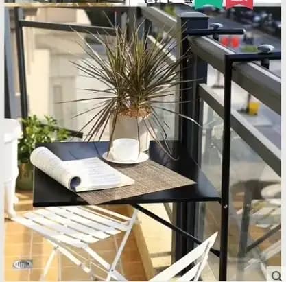 Table suspendue de balcon pliante, bureau de Bar de bistro, Table à thé d'extérieur avec support de