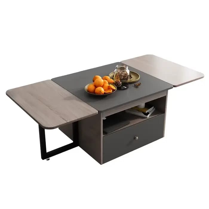 Table pliante avec tabourets, rangement multifonctionnel, table à thé pliable