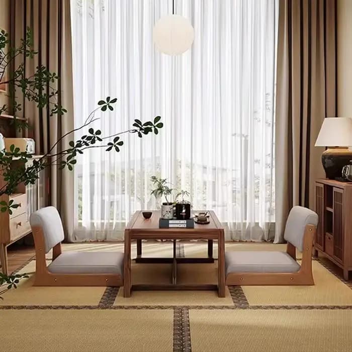 Damedai-Chaise hypothécaire ami en Bois Massif avec Dossier et Coussin de Siège, Siège au Sol, Sans
