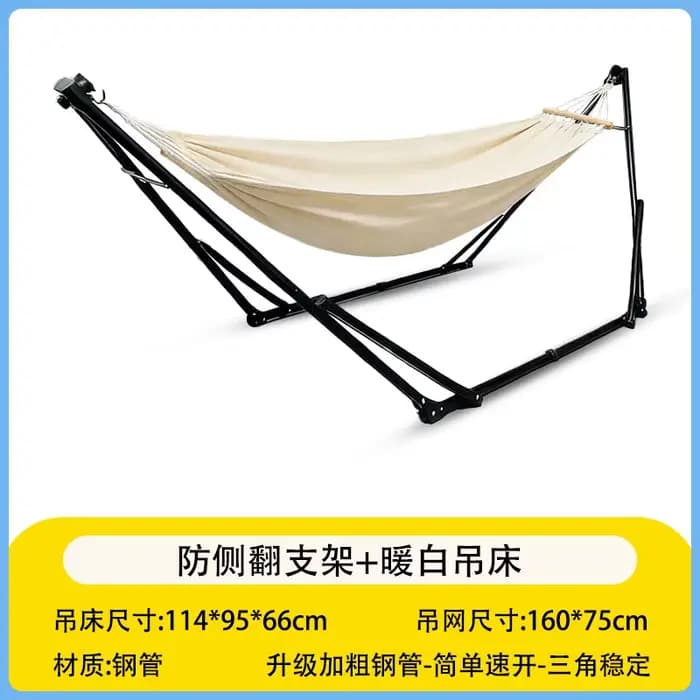 Hamac double réglable pour deux personnes, hamac en coton pliable avec support en acier, gain de pla
