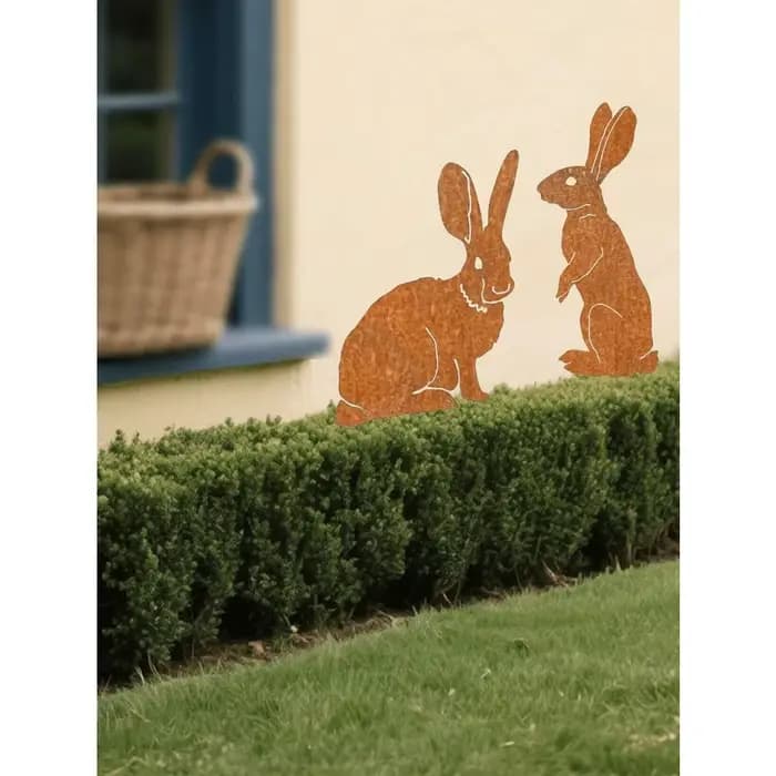 Décoration de jardin en forme de lapin en métal, Art de pelouse extérieure pour cour, Patio, parterr