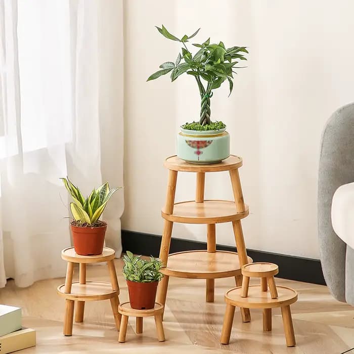 1Pc Mini tabouret en bois plante support plante tabouret bonsaï support plante Pot Riser support Pot
