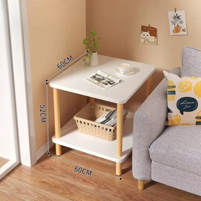 Table d'appoint en bois à 2 niveaux