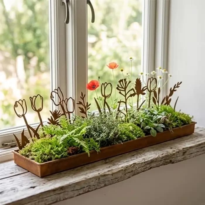 Boîte à fleurs en métal Antique, conteneur jardinière rectangulaire en fer pour plantes succulentes, décoration