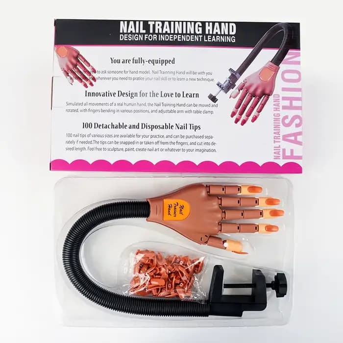 Main d'entraînement professionnelle pour la manucure, 1 boîte de modèle de main d'entraînement pour la manucure avec faux ongles, outil de manucure pour la maison et le salon
