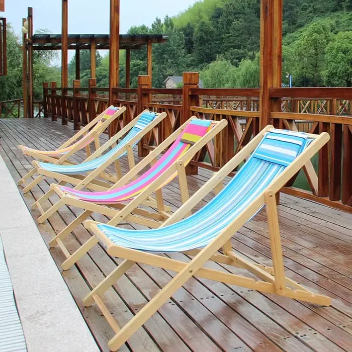Chaise longue de pêche pliante extérieure en bois bon marché chaises de plage de jardin