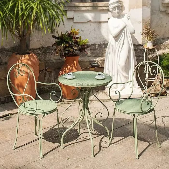 Ensembles de meubles de jardin en fer rétro européen, table et chaises de balcon de cour extérieure, table à manger et chaises de café, Z