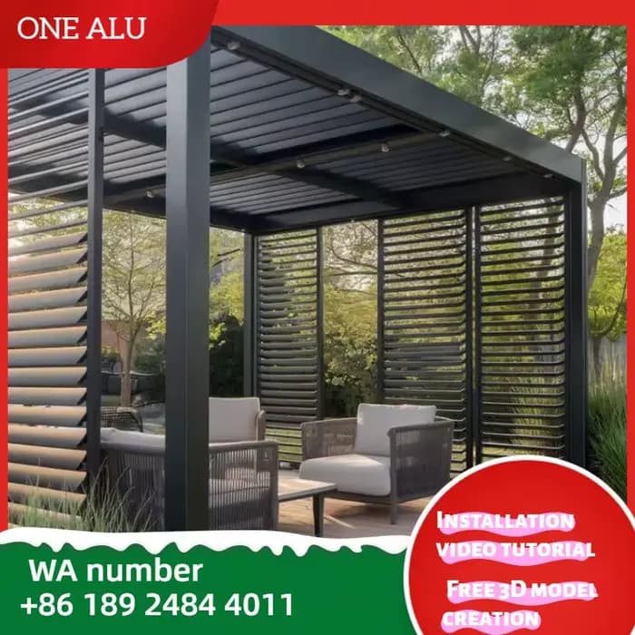 Pergola en aluminium moderne extérieure persienne toit Gazebo pare-soleil étanche pavillon pour jardin Patio