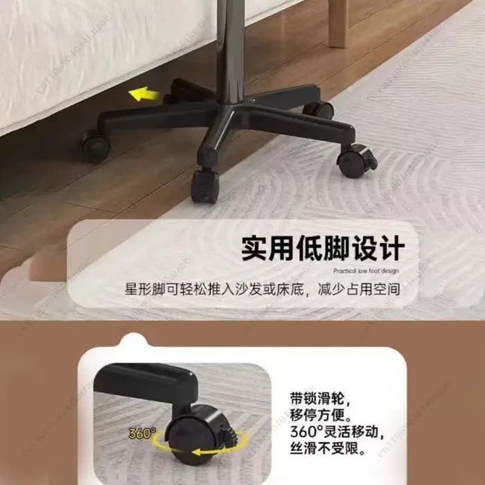 Bureau mobile réglable en hauteur avec roulettes, poste de travail pour ordinateur portable à utiliser au-dessus du lit et en position debout, idéal pour la maison et le streaming en direct