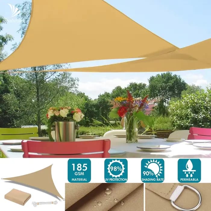 Voile d'ombrage triangulaire imperméable pour installations et activités extérieures, tentes de camping, auvent d'arrière-cour, pare-soleil, modifications de 98% nuits UV, abris solaires