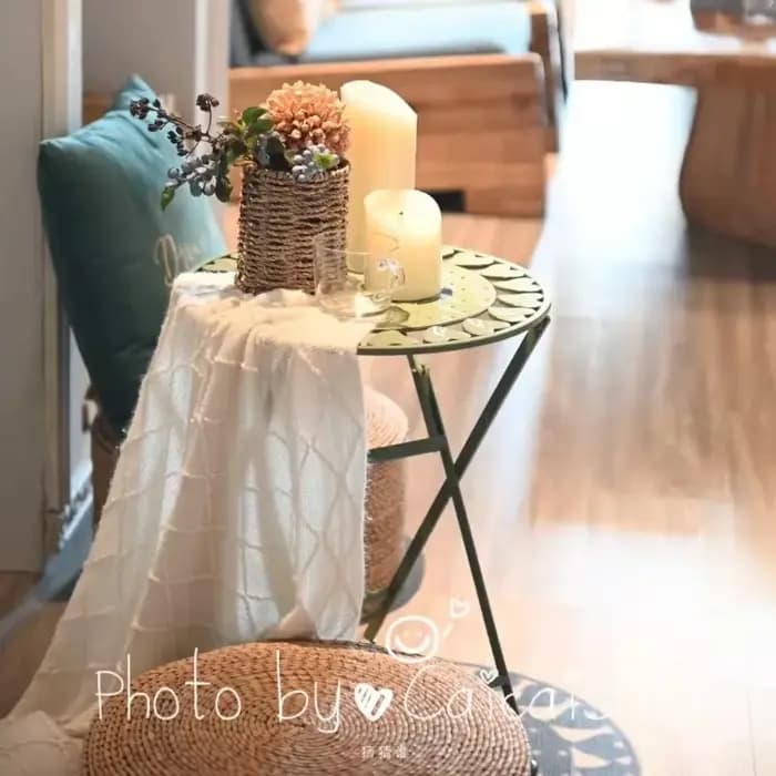 Table à thé évidée en fer pour balcon de cour