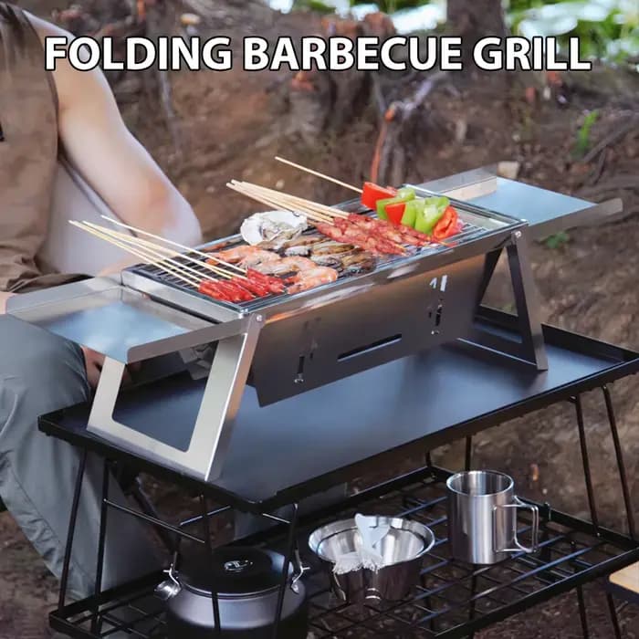 Gril de Barbecue pliant en acier inoxydable
