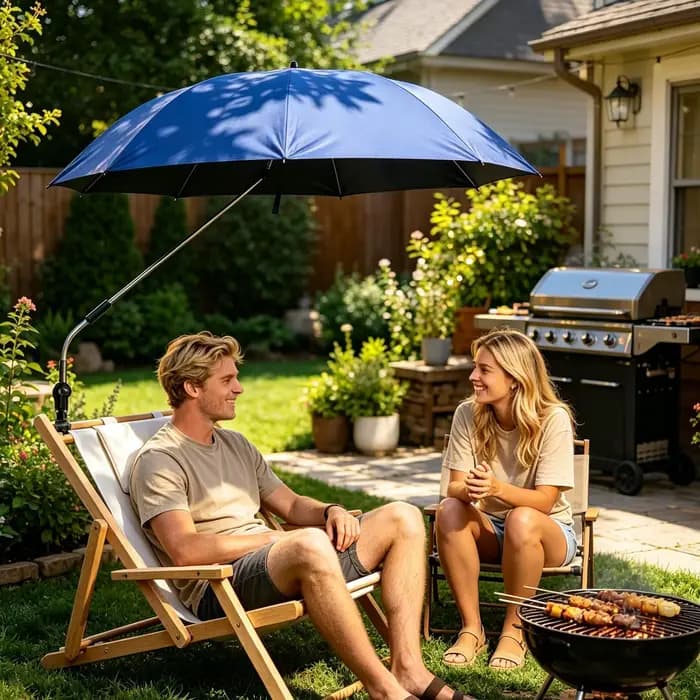 Parasol de plage extérieur avec chaise intégrée