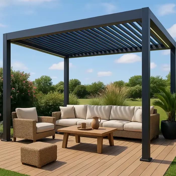 Pergola bioclimatique motorisée en aluminium 3x3 4x6m