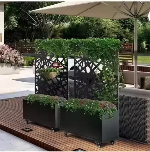Boîte de jardinière en aluminium avec clôture