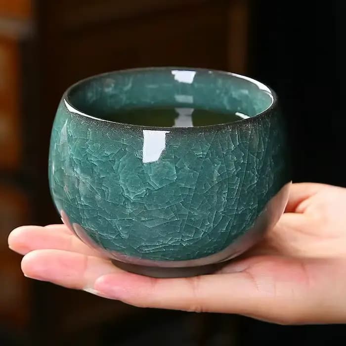 Ensemble de tasses à thé en céramique, glaçure de glace craquelée, tasses à thé Gongfu pour Couple unique, tasse à thé de Style chinois avec glace 