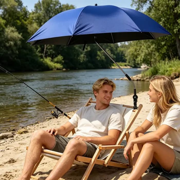 Parasol de plage extérieur avec chaise intégrée