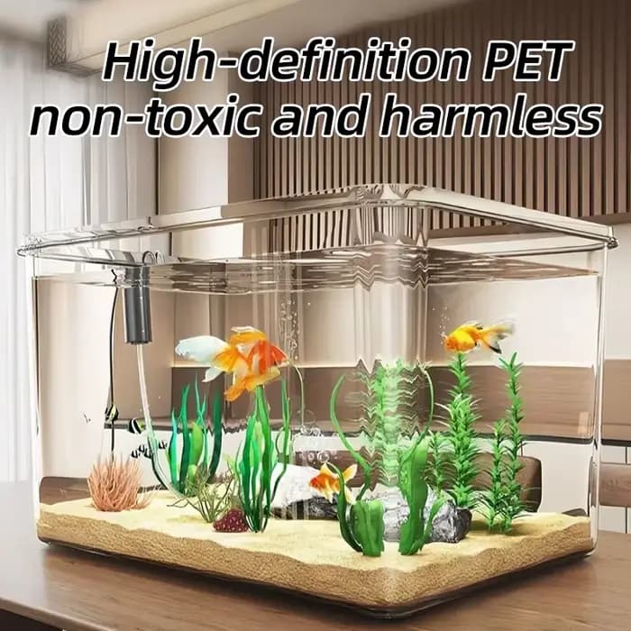Aquarium Transparent de bureau créatif, pour bureau, décoration de maison, rectangulaire (aquarium nu, sans paysages ni pierres incluses)