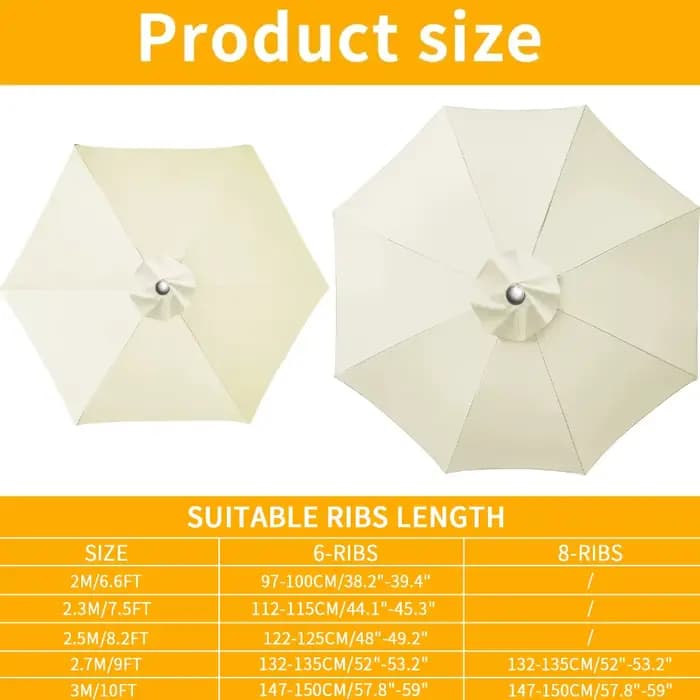 Parasol remplaçable, tissu supérieur pour jardin