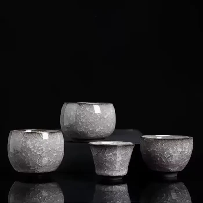 Ensemble de tasses à thé en céramique, glaçure de glace craquelée, tasses à thé Gongfu pour Couple unique, tasse à thé de Style chinois avec glace 