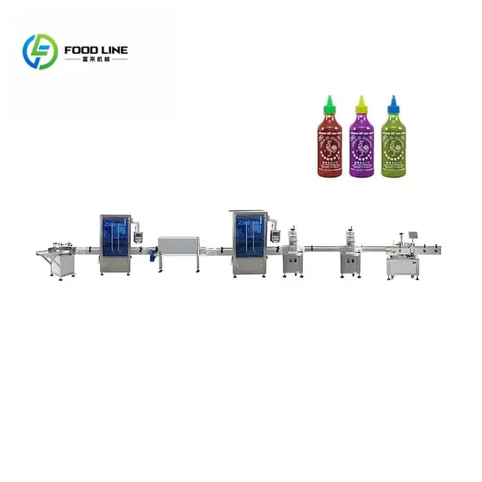 Ligne de production de remplissage entièrement automatique intelligente et hautement efficace pour sauces barbecue et boissons, personnalisable, 4 têtes à piston, pour verre