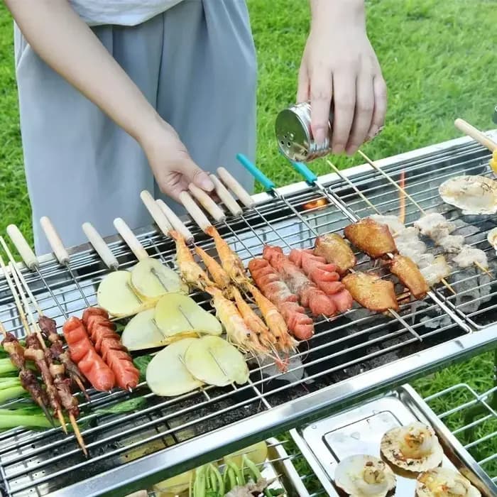 Nouveau barbecue d'extérieur en acier inoxydable épaissi, gril à charbon de bois portable et pliable, appareils de barbecue