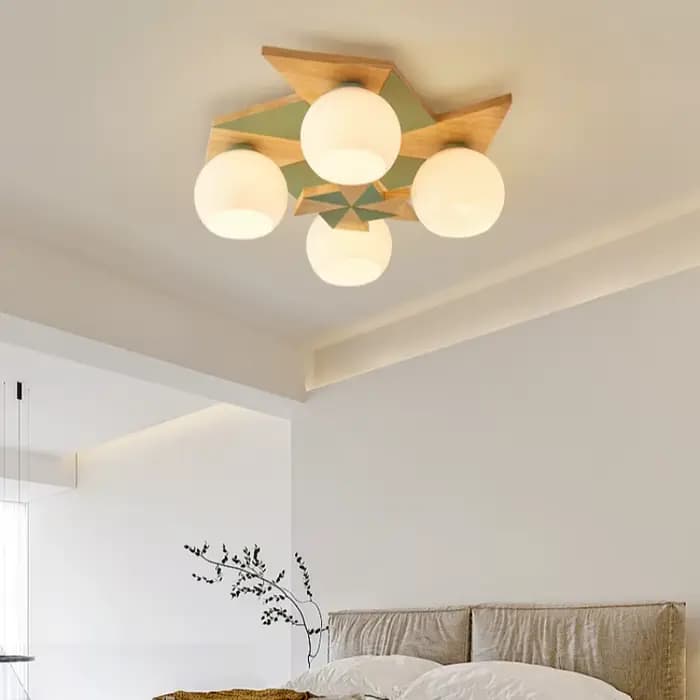 Lampes de plafond LED en verre en bois pour salon enfants chambre cuisine étude Lustre décoration de la maison Lustre luminaire