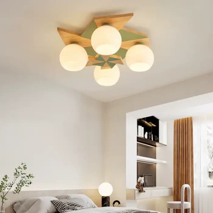Lampes de plafond LED en verre en bois pour salon enfants chambre cuisine étude Lustre décoration de la maison Lustre luminaire